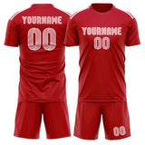 Custom Red Light Pink Soccer Set