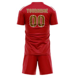 Custom Red Khaki Soccer Set