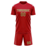 Custom Red Khaki Soccer Set