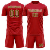 Custom Red Khaki Soccer Set