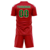 Custom Red Emerald Green Soccer Set