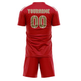 Custom Red Light Khaki Soccer Set