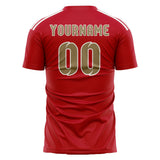 Custom Red Light Khaki Soccer Jersey