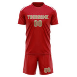 Custom Red Light Khaki Soccer Set