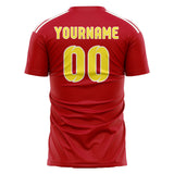 Custom Red Light Yellow Soccer Jersey