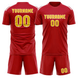 Custom Red Gold Soccer Set