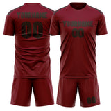 Custom Crimson Red Brown Soccer Set