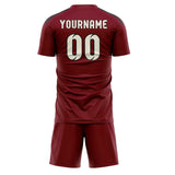 Custom Crimson Red Cream Soccer Set