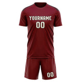 Custom Crimson Red Cream Soccer Set