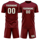 Custom Crimson Red Cream Soccer Set