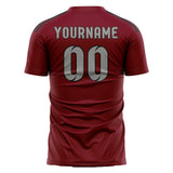 Custom Crimson Red Gray Soccer Jersey