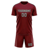 Custom Crimson Red Gray Soccer Set