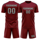 Custom Crimson Red Gray Soccer Set
