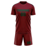Custom Crimson Red Green Soccer Set