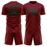 Custom Crimson Red Green Soccer Set