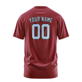 Custom Crimson Red Light Blue T-Shirt