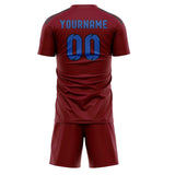 Custom Crimson Red Sky Blue Soccer Set