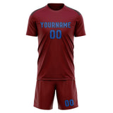 Custom Crimson Red Sky Blue Soccer Set
