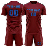 Custom Crimson Red Sky Blue Soccer Set