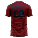 Custom Crimson Red Blue Soccer Jersey