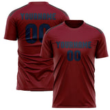 Custom Crimson Red Blue Soccer Jersey