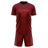 Custom Crimson Red Orange Red Soccer Set