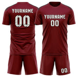 Custom Crimson Red White Soccer Set