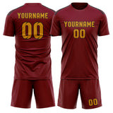 Custom Crimson Red Yellow Soccer Set