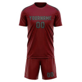 Custom Crimson Red Dark Grey Soccer Set