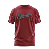 Custom Crimson Red Dark Grey T-Shirt