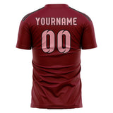 Custom Crimson Red Light Pink Soccer Jersey