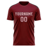 Custom Crimson Red Light Pink Soccer Jersey