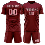 Custom Crimson Red Light Pink Soccer Set