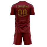 Custom Crimson Red Khaki Soccer Set