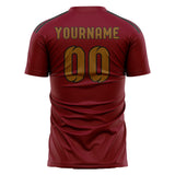 Custom Crimson Red Khaki Soccer Jersey