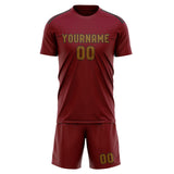 Custom Crimson Red Khaki Soccer Set