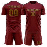 Custom Crimson Red Khaki Soccer Set