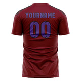 Custom Crimson Red Light Purple Soccer Jersey