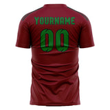Custom Crimson Red Emerald Green Soccer Jersey