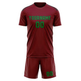 Custom Crimson Red Emerald Green Soccer Set