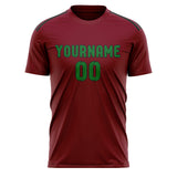 Custom Crimson Red Emerald Green Soccer Jersey
