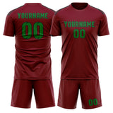 Custom Crimson Red Emerald Green Soccer Set
