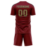 Custom Crimson Red Light Khaki Soccer Set