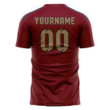 Custom Crimson Red Light Khaki Soccer Jersey