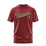 Custom Crimson Red Light Khaki T-Shirt