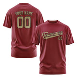 Custom Crimson Red Light Khaki T-Shirt