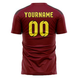 Custom Crimson Red Light Yellow Soccer Jersey