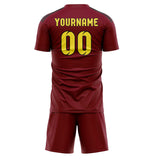 Custom Crimson Red Light Yellow Soccer Set