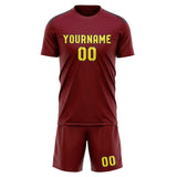 Custom Crimson Red Light Yellow Soccer Set