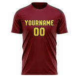 Custom Crimson Red Light Yellow Soccer Jersey